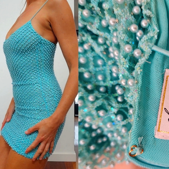A DEE - Ophilia Ocean Pearl Print Dress -Aruba Blue
